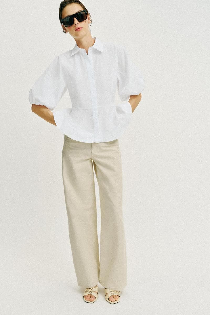 Shirt Peplum Balloon Sleeve