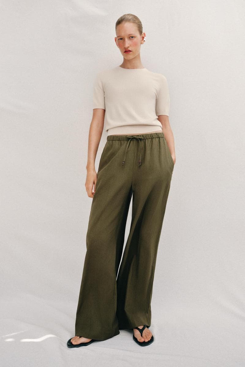 Top Basic Knit Plain With Short Sleeve