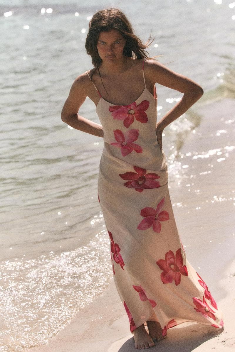 Dress Midi Draped With Flowers
