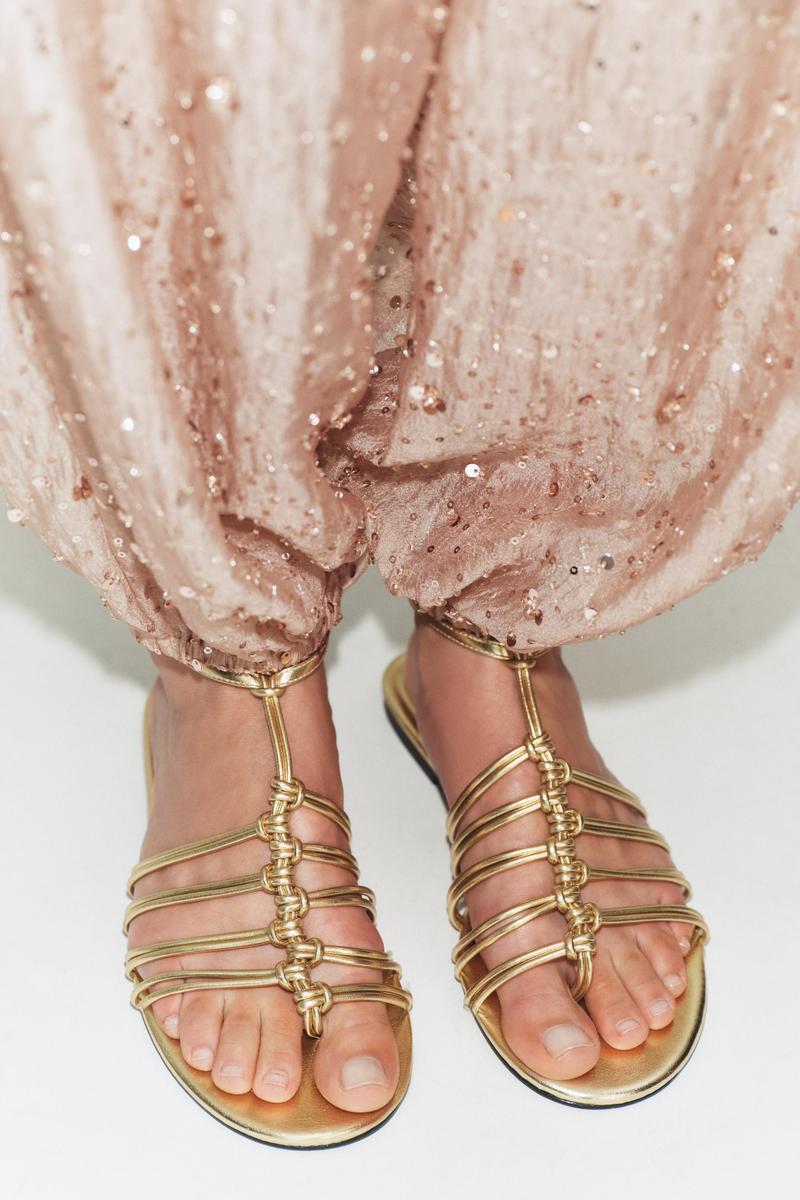 Sandal Flat Metallic Effect