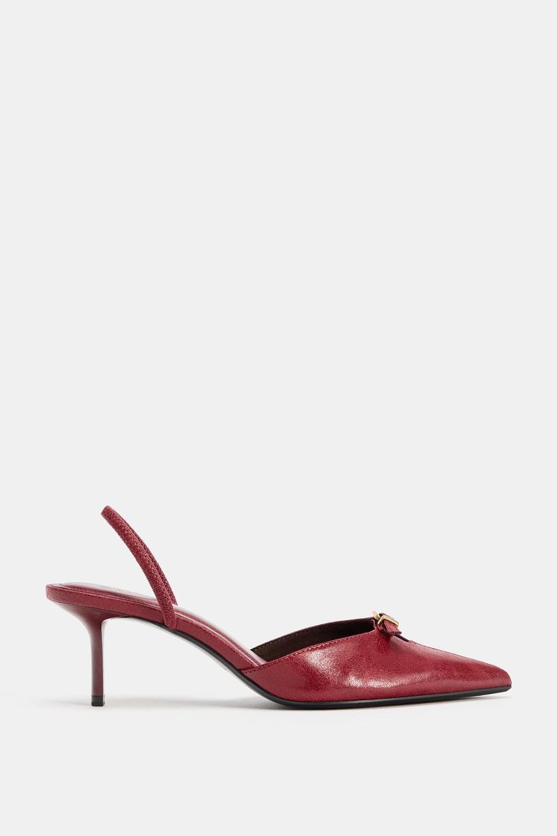 Shoe Heeled Mule With Buckle