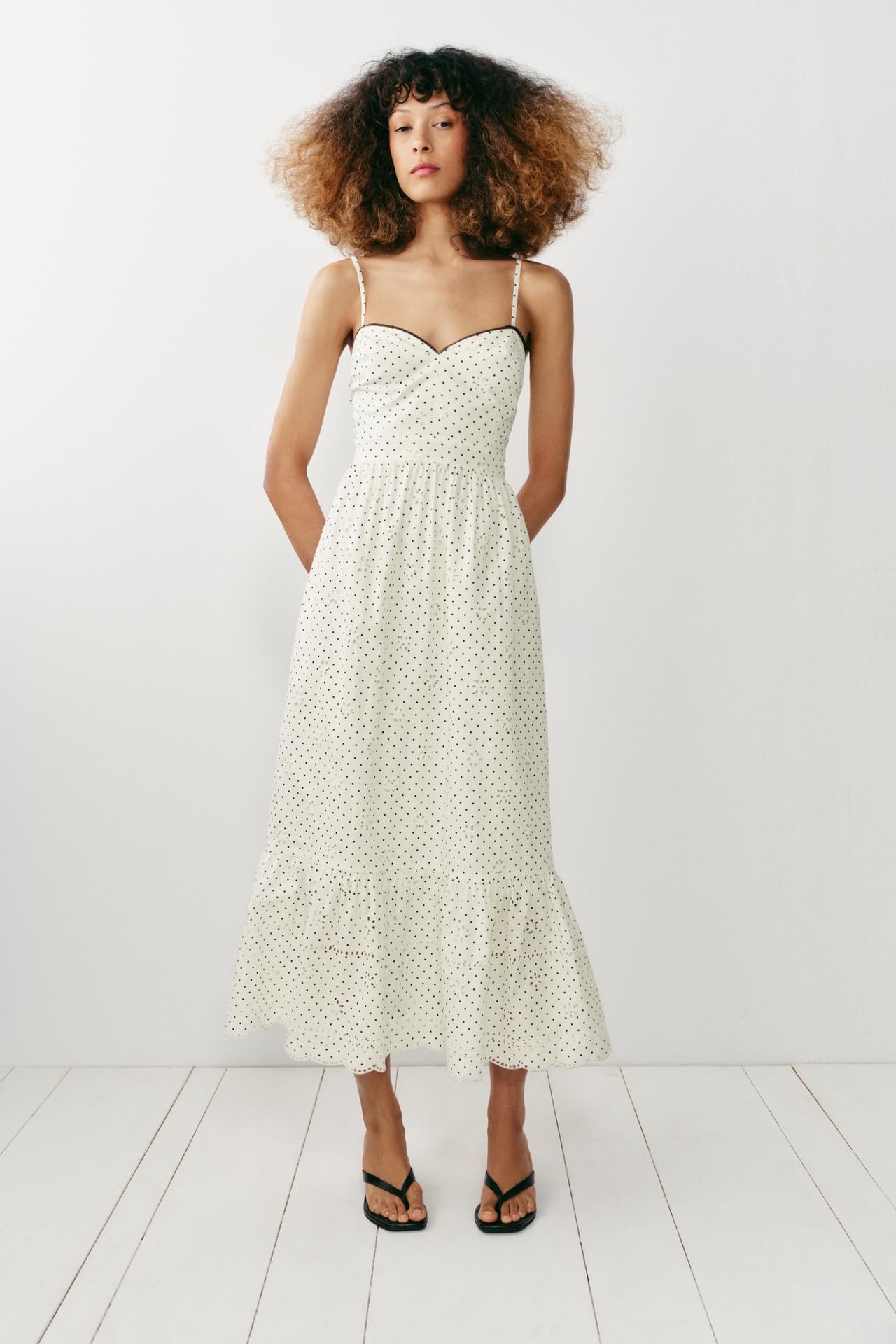 Dress Midi Print Embroidery Broderie Anglaise
